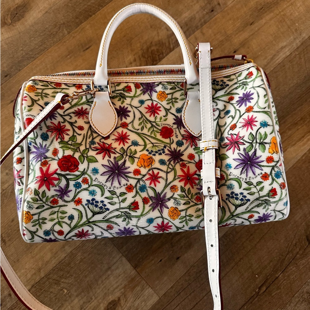 Dooney & Bourke Floral Botanical Boston Bag Rainbow Zipper - Picture 3 of 13